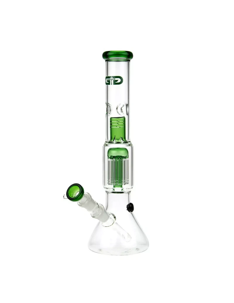 Bongo GRACE GLASS Green Shotgun 35 cm z 8-ramiennym perkolatorem i uchwytem na lód