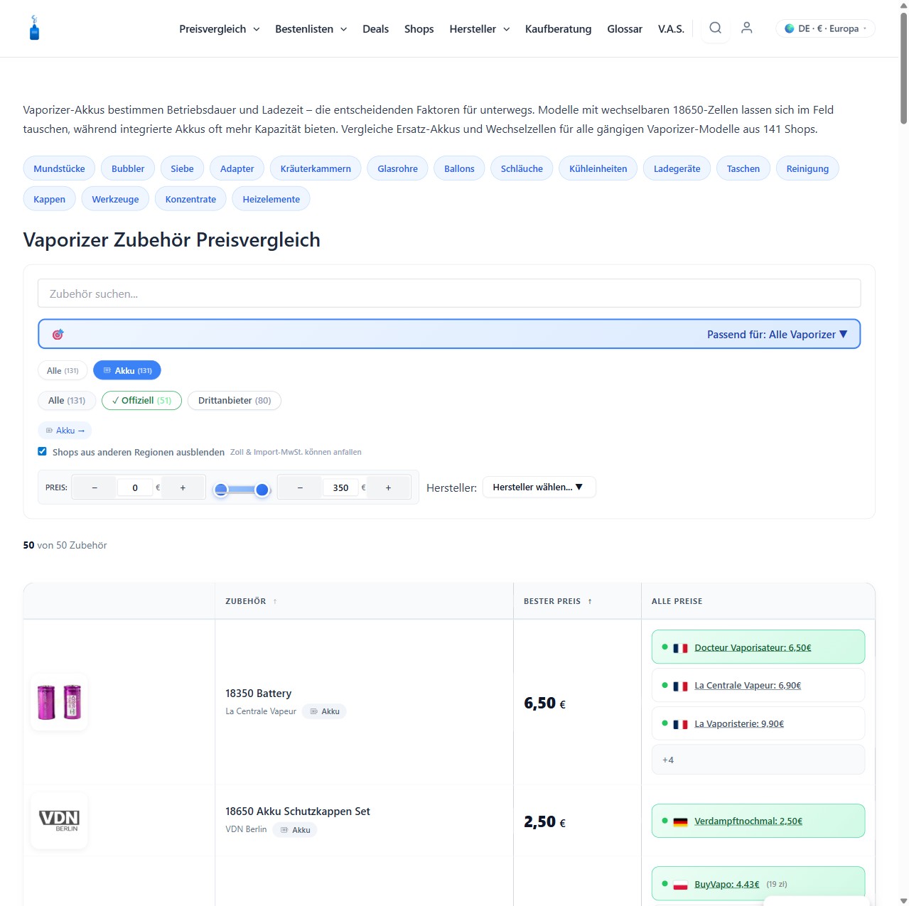 Vaporizer mit Wechselakku